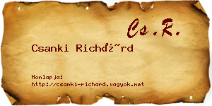 Csanki Richárd névjegykártya